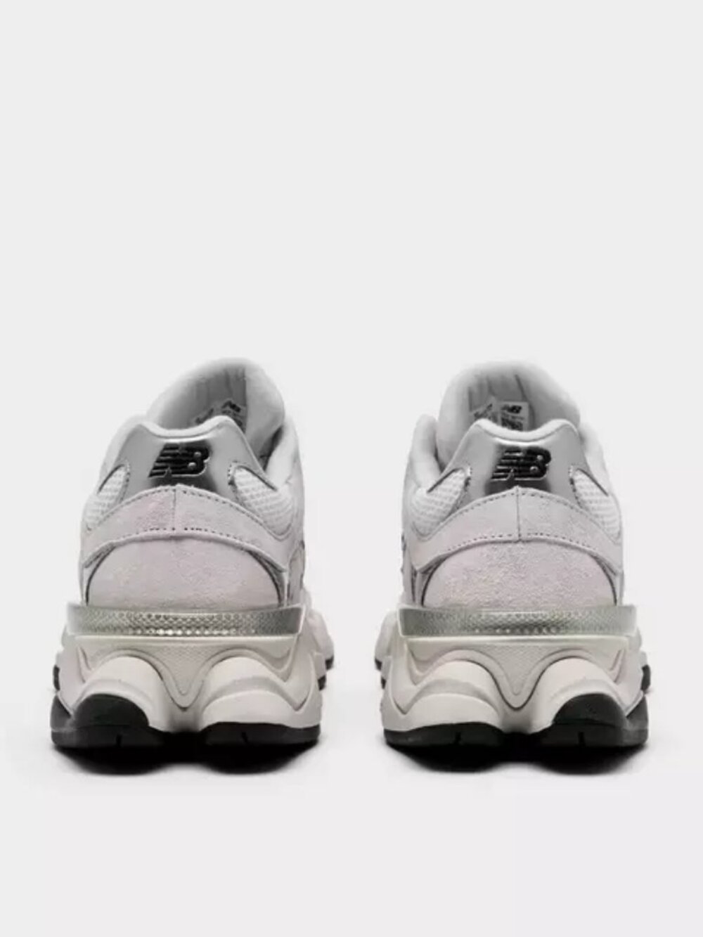 Women's New Balance 9060 Shoes - White Black Silver Metallic U9060JRB - Picture 7 of 9